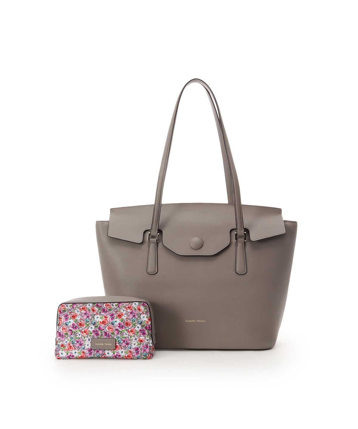 花柄ポーチ付き かぶせトートバッグ