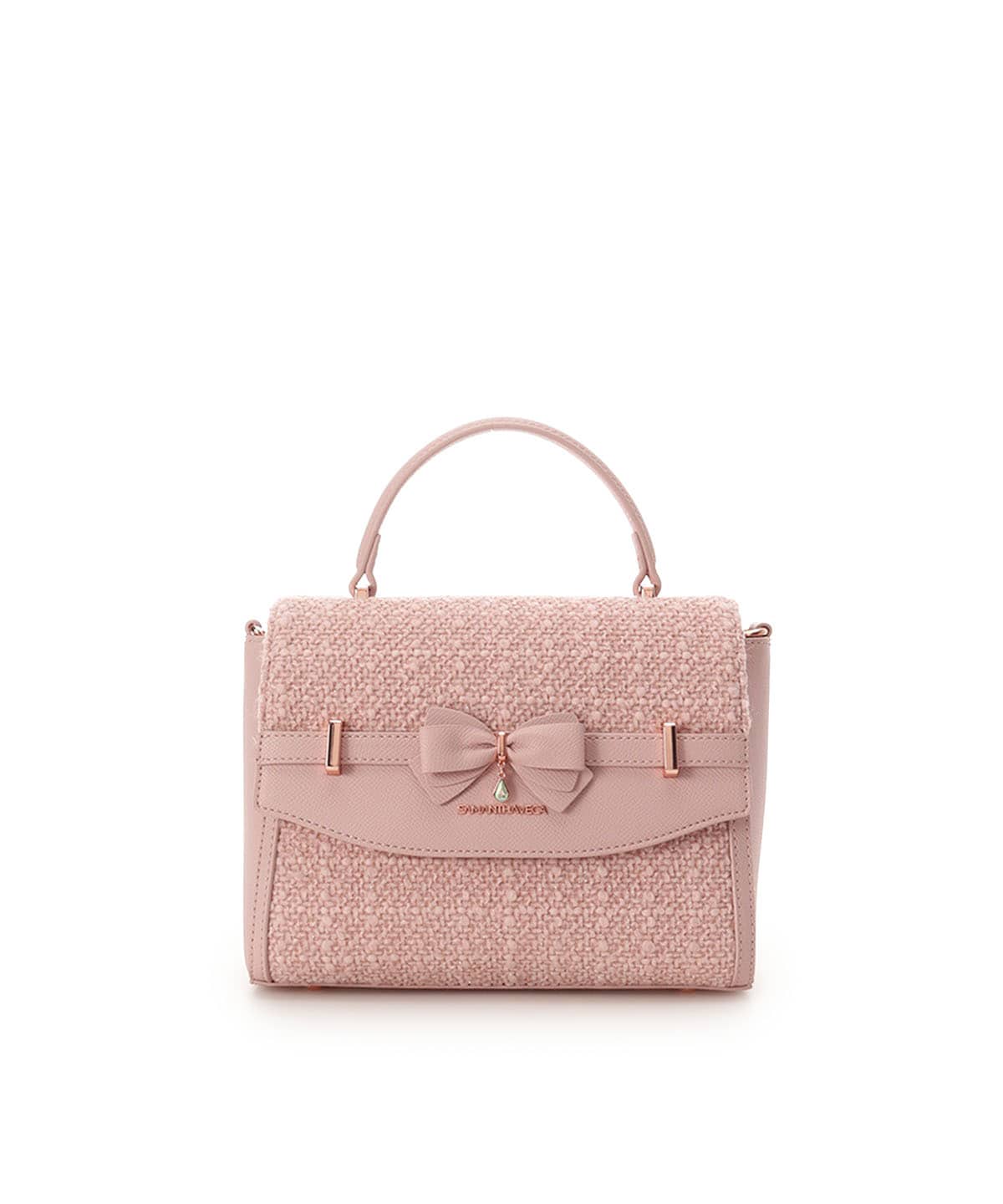 ラメツイードアクセントリボンショルダーバッグ