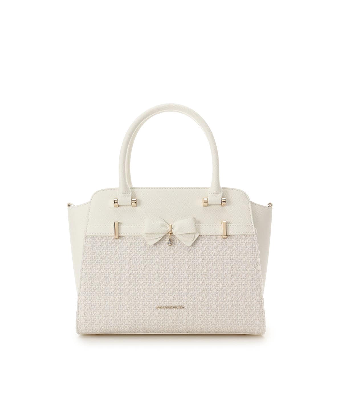 ラメツイードアクセントリボンハンドバッグ