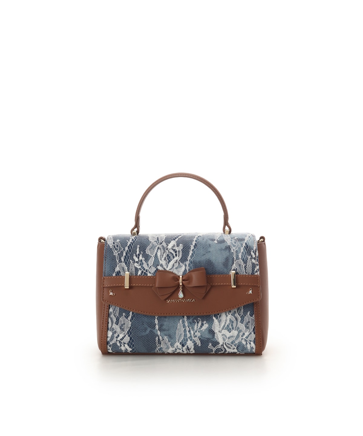 デニム調アクセントリボンショルダーバッグ