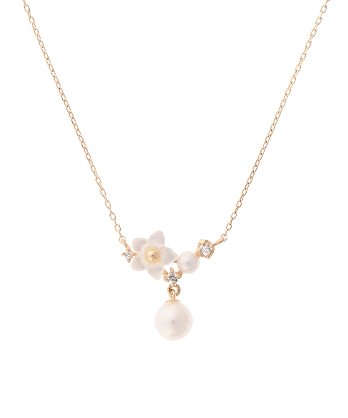 ☆フラワーパールネックレス(40ｃｍ K10 イエロー): Samantha Jewelry