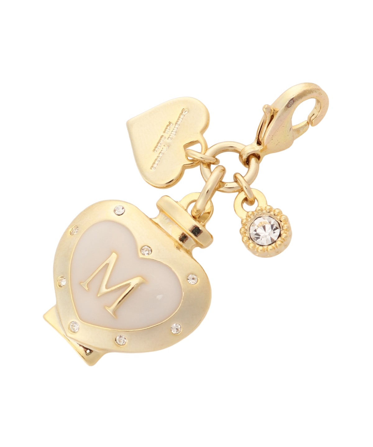 ハートビジューイニシャル（M）ファスナーチャーム