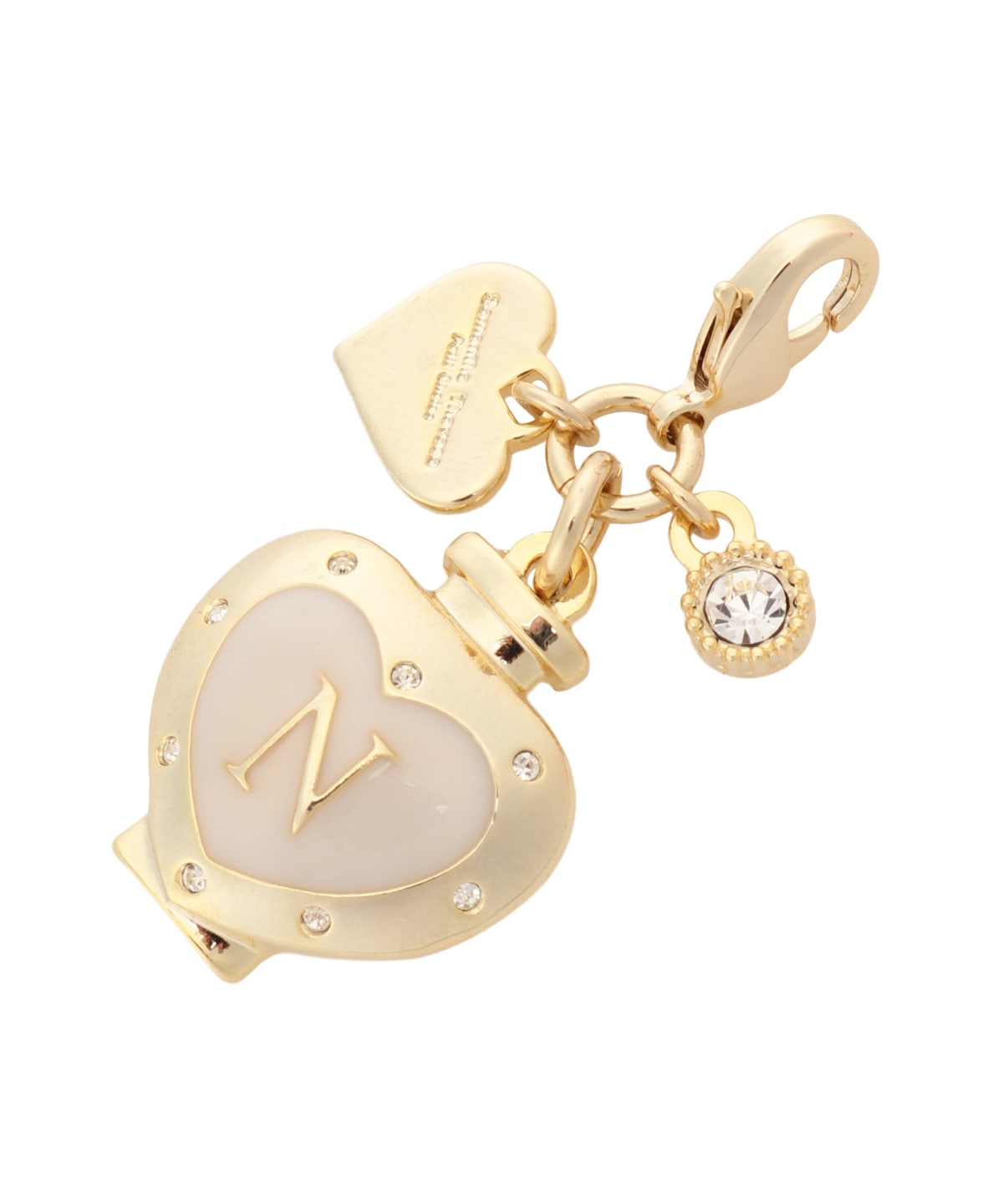 ハートビジューイニシャル（N）ファスナーチャーム