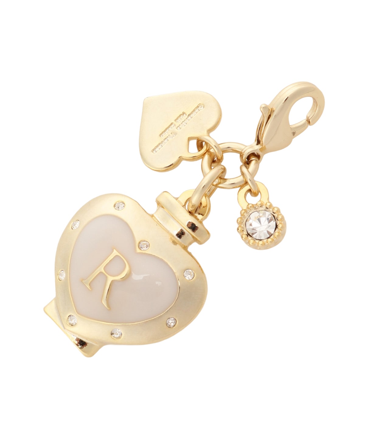 ハートビジューイニシャル（R）ファスナーチャーム