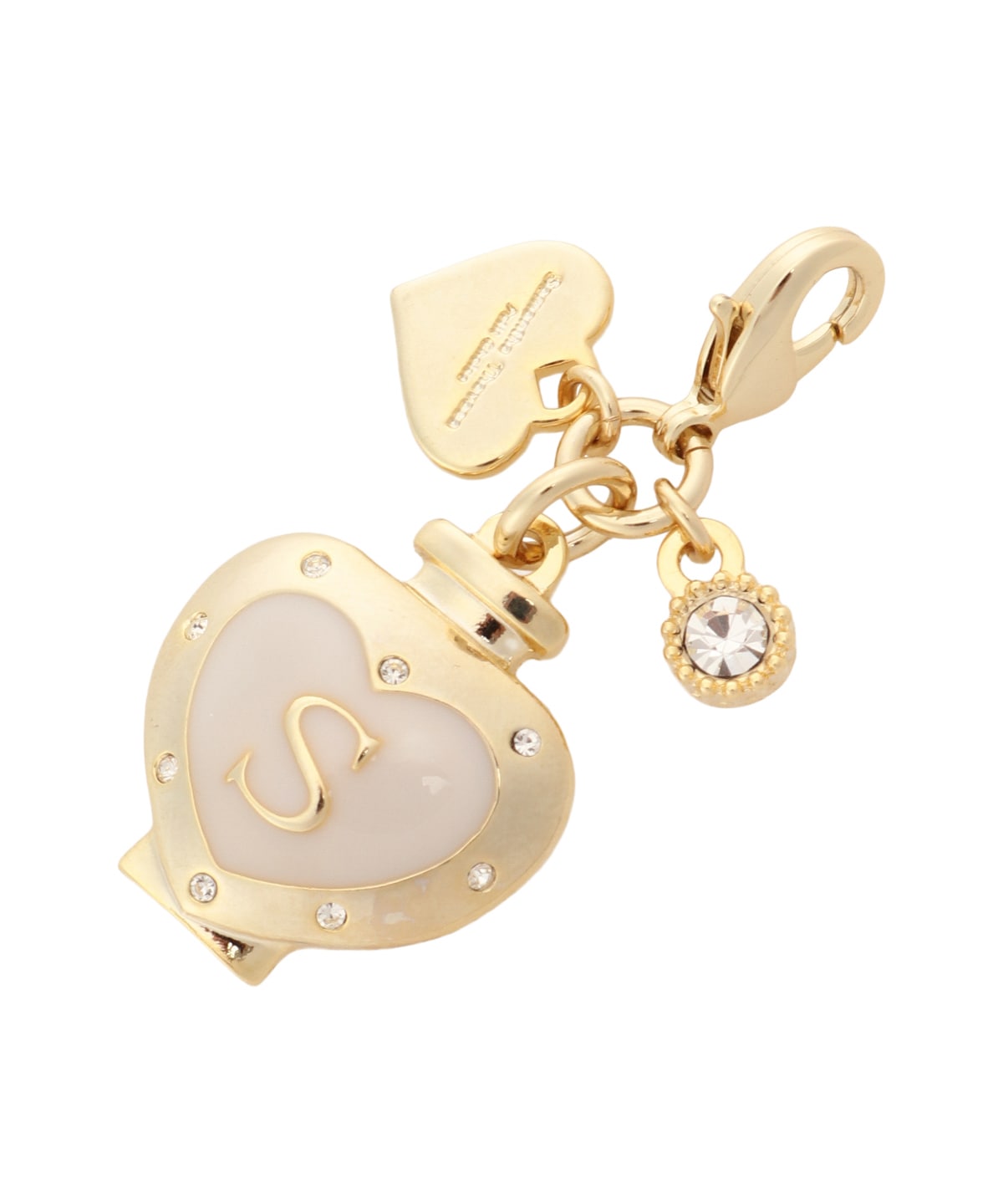 ハートビジューイニシャル（S）ファスナーチャーム