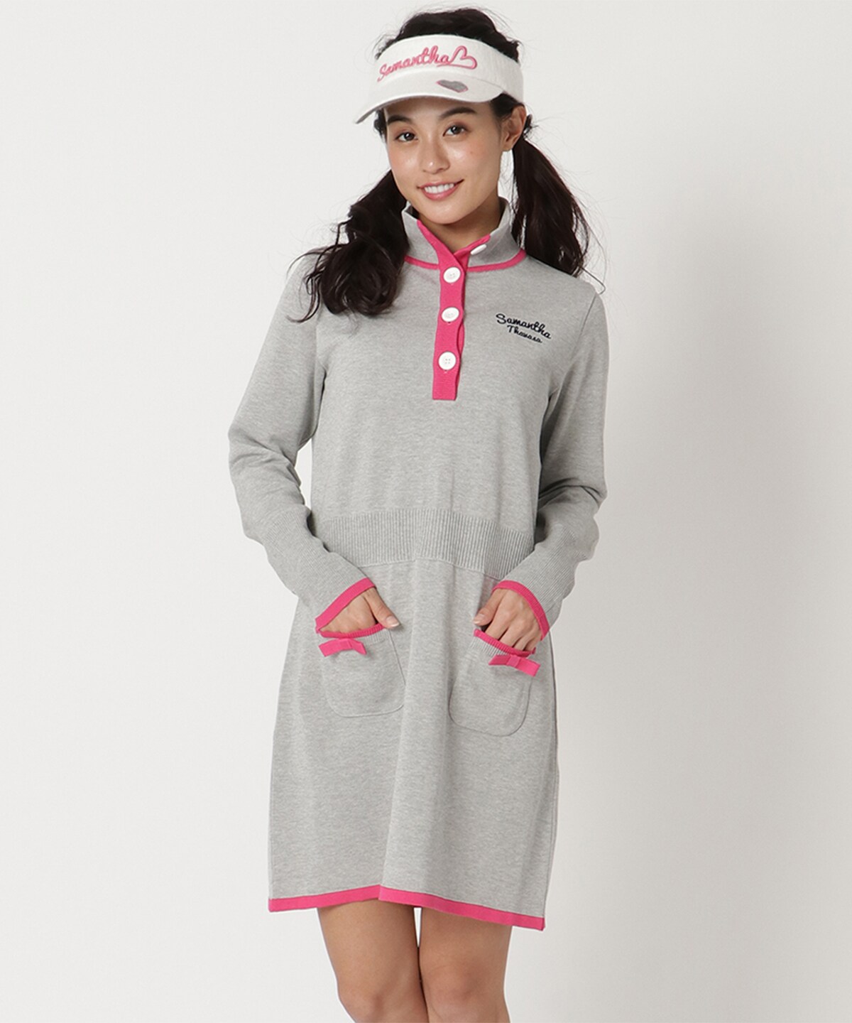 ニットトリムワンピース S グレー Samantha Thavasa Under25 No 7サマンサタバサグループ 公式オンラインショップ
