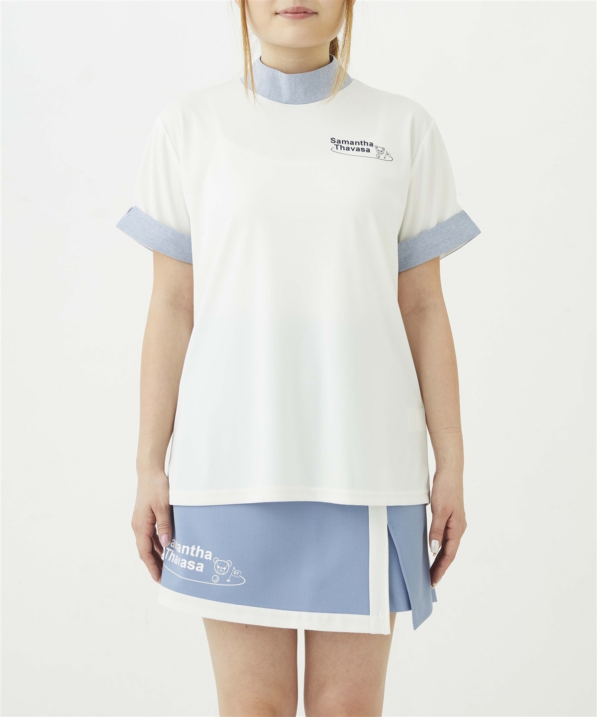 半袖モックネック