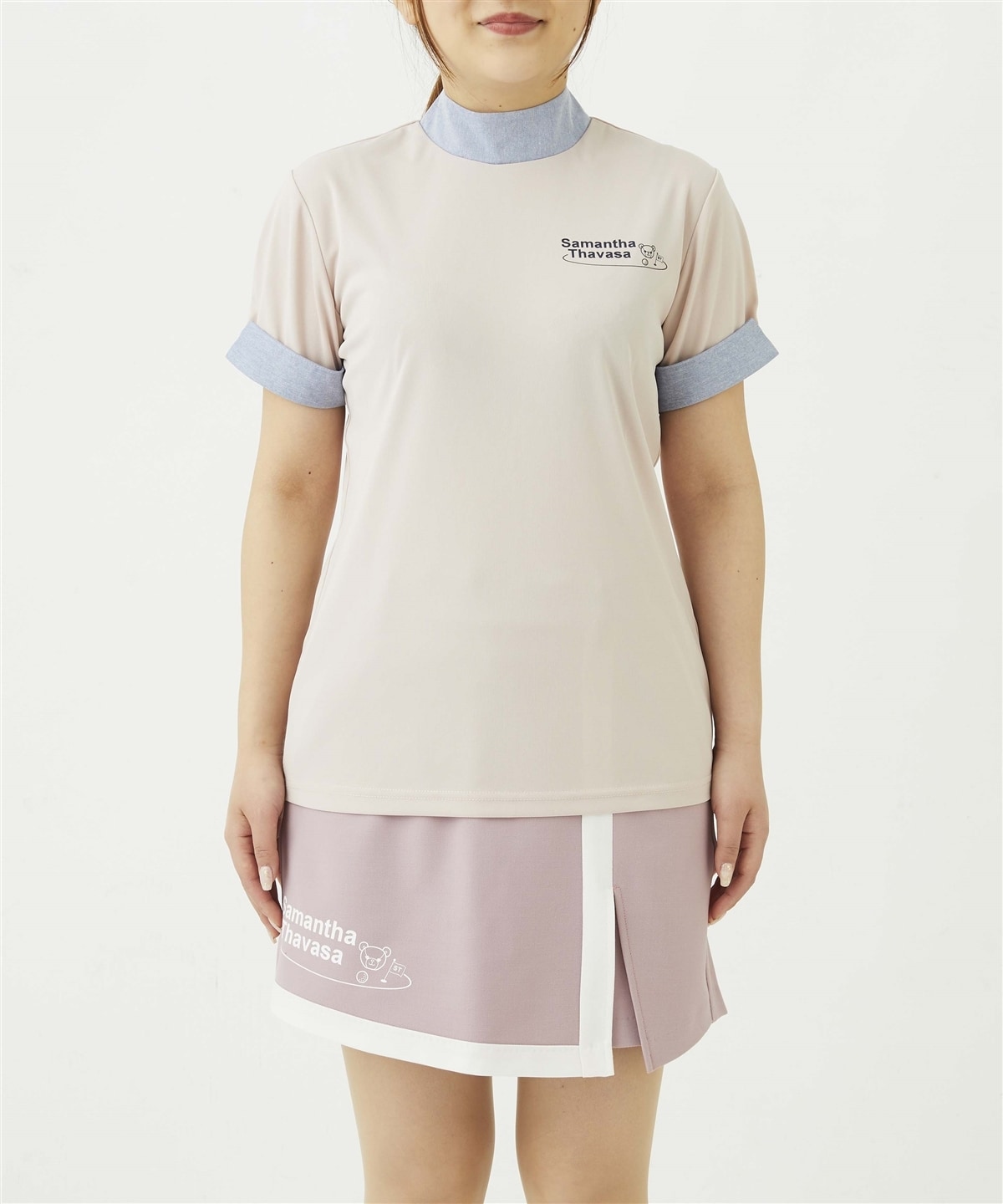 半袖モックネック