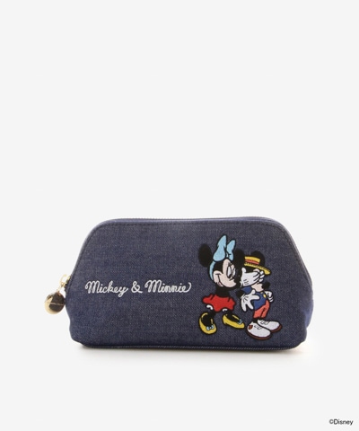 「ミッキー&ミニー」コレクション デニム風ポーチ 大サイズ 「ミッキー&ミニー」コレクション デニム風ポーチ 大サイズ