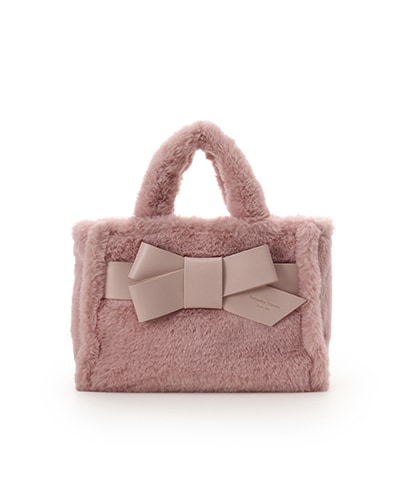 ワンポイントリボン ファーバッグ(FREE ピンクベージュ): Samantha