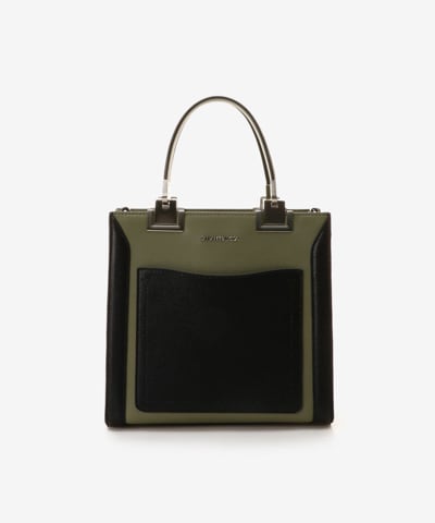 レター型ポーチ付きBOXトート(バイカラー)