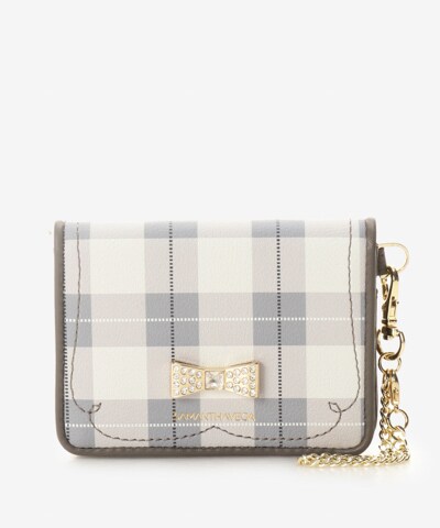 チェックビジューリボンパスケース(FREE グレー