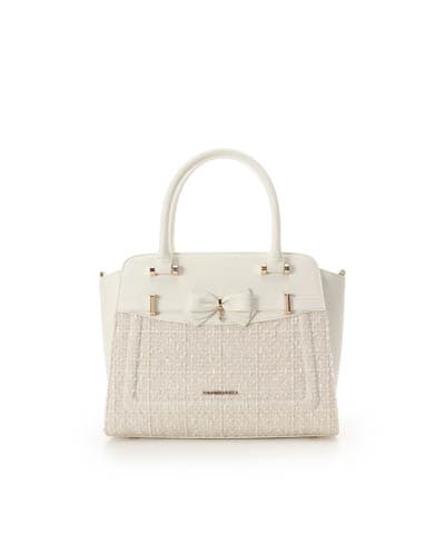 新色ツイードアクセントリボンハンドバッグ(FREE ホワイト