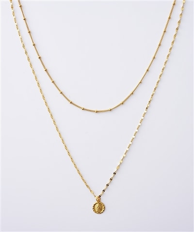 K14GF 2連コインネックレス