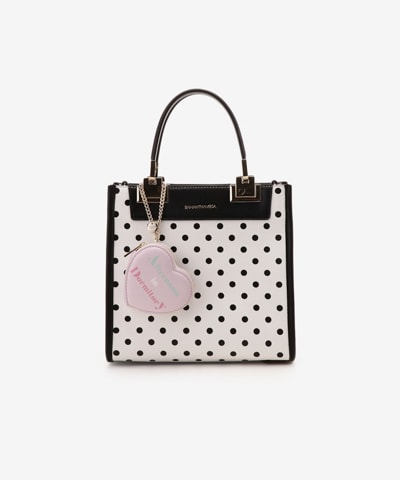 ハートチャーム付ドットBOXトート